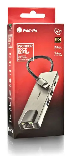NGS-HUB-0140 hub de interfaz USB 2.0 Type-C 5000 Mbit/s Aluminio, Negro - Imagen 6