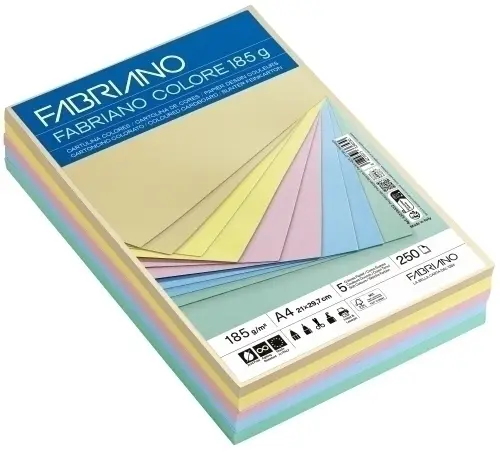 CARTULINA A4 FABR. 185g P/250 COL.PASTEL