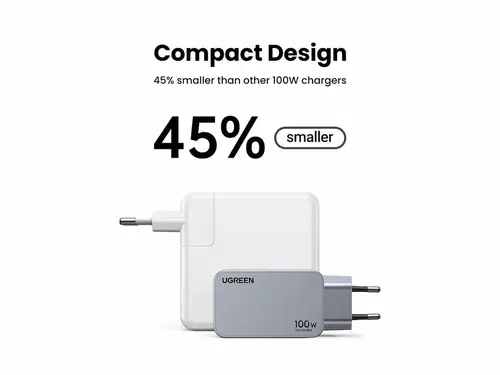 Nexode Pro EU 3-Port GaN PD Fast Charger With USB-C Cable Universal Negro, Gris Corriente alterna Carga rápida Interior - Imagen 3