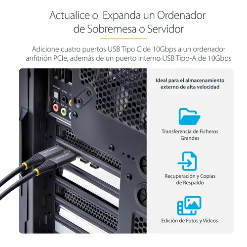 Tarjeta PCIe de 5 Puertos USB de 10Gbps 4x USB-C / 1x USB-A - Hub Concentrador Interno USB 3.2 de 10Gbps - Tarjeta PCI Express 4 Puertos USB Tipo C 1 Puerto USB-A - Windows/Mac/Linux - Imagen 10