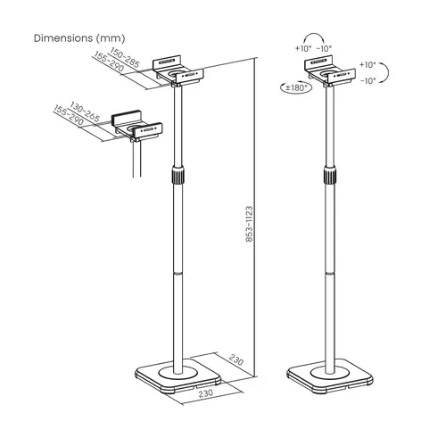 Soporte Universal De Suelo Giratorio E Inclinable Para Altavoces, Negro - Imagen 7