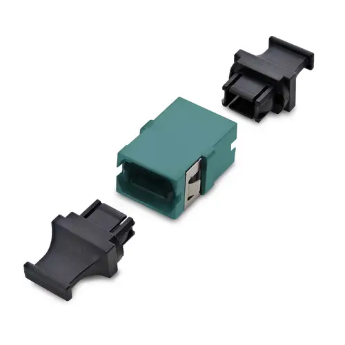Acoplador de Fibra Óptica MPO/MTP OM3/OM4 Multimodo - para Cableado Recto - Key Up Key Down - Acoplador de Fibra MPO/MTP-PC para Panel de Parcheo - Aqua - Imagen 2