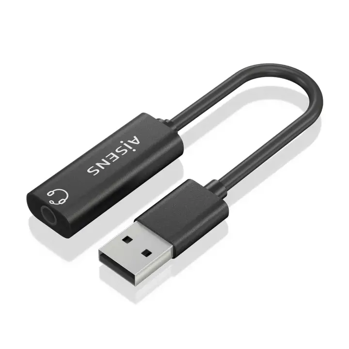 Conversor USB-A a Audio 48KHz, USB-A/M-Jack 3.5/H, Negro, 10 cm