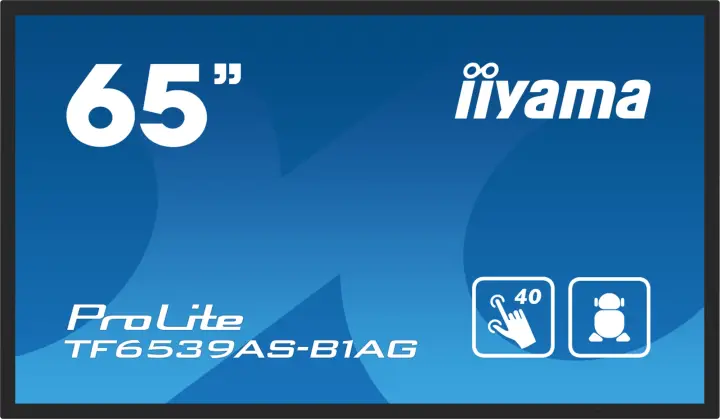 TF6539AS-B1AG pantalla de señalización Pantalla plana para señalización digital 163,8 cm (64.5") LED 500 cd / m² 4K Ultra HD Negro Pantalla táctil Procesador incorporado Android 24/7