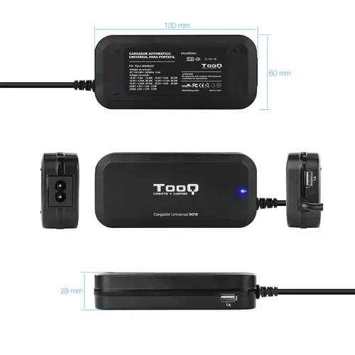 TQLC-90BS02AT adaptador e inversor de corriente Interior 90 W Negro - Imagen 4