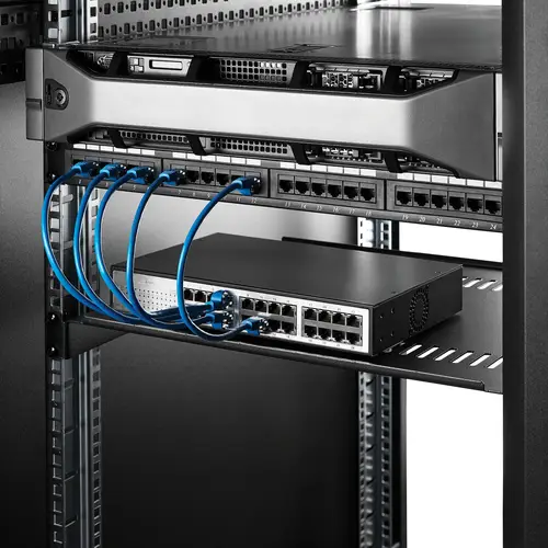 Bandeja Estante Ventilado de 1U para Armario Rack de Servidores de 19 Pulgadas - de 16 Pulgadas de Profundidad - de Acero de Servicio Pesado - con 20kg de Capacidad - Negro - Imagen 4