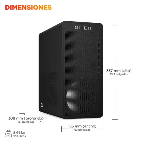 OMEN 16L Gaming Desktop PC TG03-0090ns PC AMD Ryzen 5 16 GB DDR5-SDRAM 1 TB SSD NVIDIA GeForce RTX 5060 Windows 11 Home Torre Negro - Imagen 5