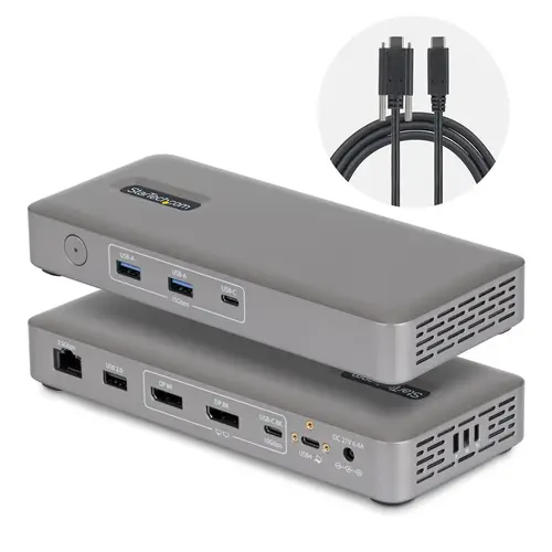 Docking Station USB4 USB-C Universal sin Controladores de 2 Monitores para macOS/Windows - con Carga de 100W para Portátiles y Red Ethernet de 2,5GbE - Imagen 1