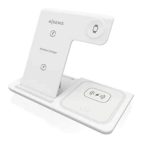 Cargador Inalambrico USB-C 3 En 1 De 15W Para Movil, Apple Watch, Ariculares Con Estuche De Carga, Blanco - Imagen 2