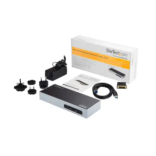 Replicador de Puertos USB 3.0 - Docking Station de Portátil para Dos Pantallas con Vídeo HDMI & DVI/VGA - Ladrón Hub de 6 Puertos USB 3.1 Gen 1 5Gbps, GbE y Audio - Dock Universal Tipo A - Win Mac - Imagen 8