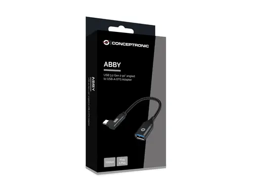 ABBY19B cambiador de género para cable USB-C USB-A Negro - Imagen 3