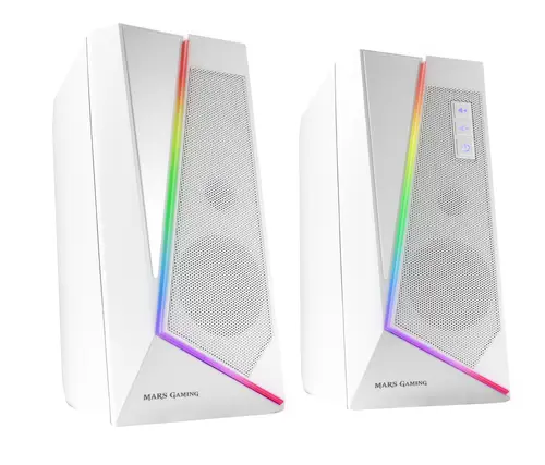 ALTAVOCES 2.0 BLUETOOTH 5.0 MS7 WHITE 20W RMS ILUMINACION RGB DINAMICO PROCESADOR DSP - Imagen 1