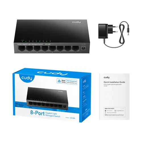 8-Port Gigabit Easy-Managed Switch, GS108E 1.0 Gestionado L2 Gigabit Ethernet (10/100/1000) Negro - Imagen 3
