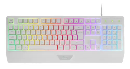 MCP124PRO, Combo Gaming 4en1, Teclado RGB H-Mech con Reposamuñecas, Ratón RGB 3200DPI y Switches HUANO, Auriculares FRGB, Alfombrilla Nanotextil 36x26cm, Multiplataforma, Español, Blanco - Imagen 3