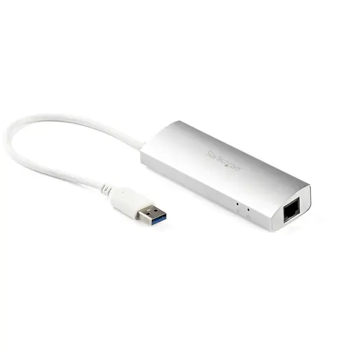 Hub Ladrón USB 3.0 de 3 Puertos con Adaptador de Red Ethernet Gigabit - Hub Concentrador USB-A - Alimentado por el Bus - 5Gbps - Hub USB Portátil - Carcasa Resistente - Imagen 1