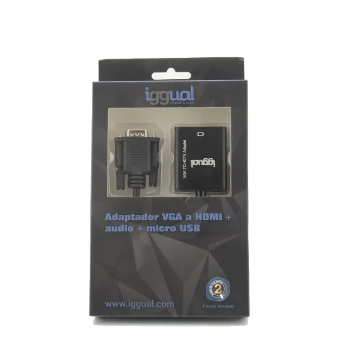 Adaptador VGA a HDMI + audio + microUSB