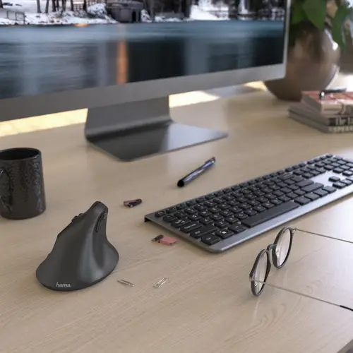 Ratón inalámbrico vertical ergonómico para zurdos "EMW-500L", 6 botones, negro - Imagen 4
