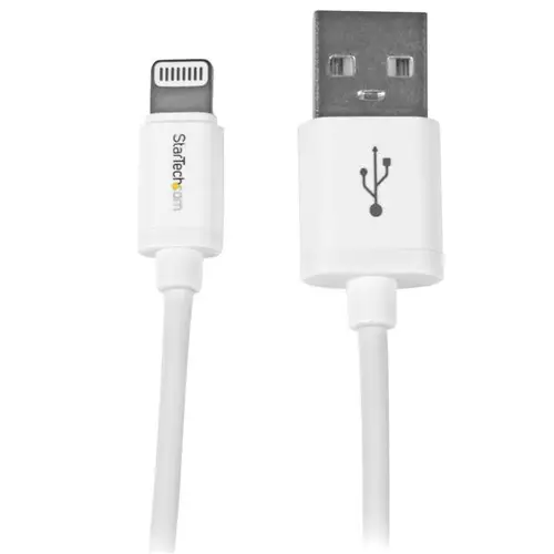 Cable 1m Lightning 8 Pin a USB A 2.0 para Apple iPod iPhone 5 iPad - Blanco - Imagen 1