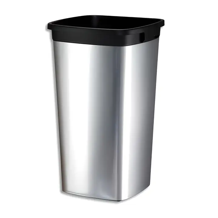 137673 papelera 60 L Plaza Acero inoxidable Negro, Plata