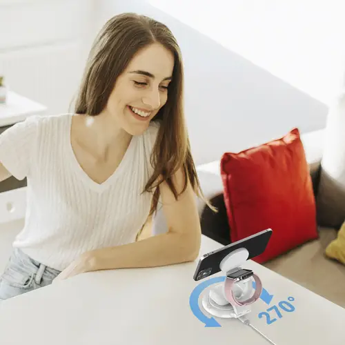 JUPW3415-N cargador de dispositivo móvil Reloj inteligente, Auriculares, Smartphone Blanco USB Cargador inalámbrico Carga rápida Interior - Imagen 7