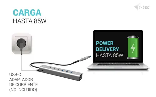 USB-C/USB-A Metal HUB 6 port (3x USB-C, 3x USB-A), LAN, Power Delivery 85W - Imagen 9