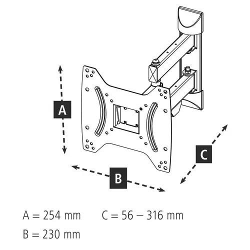 Soporte de Pared para televisores de 19 a 48", 2 brazos, Giratorio 180°, inclinable +5°/-12°, para televisores de hasta 20kg, VESA 200 x 200, Extensible, Color Negro - Imagen 15