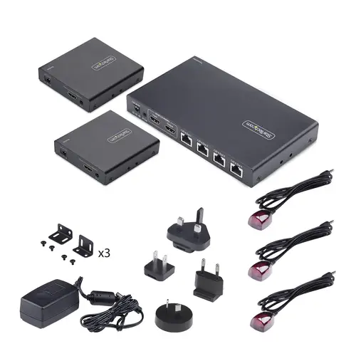 Extensor Divisor de 4 Puertos HDMI 4K 60Hz por Cable CAT6 Ethernet - Juego de Distribución 1x2 HDMI con IR y Power over Cable - Hasta 70m - Imagen 3
