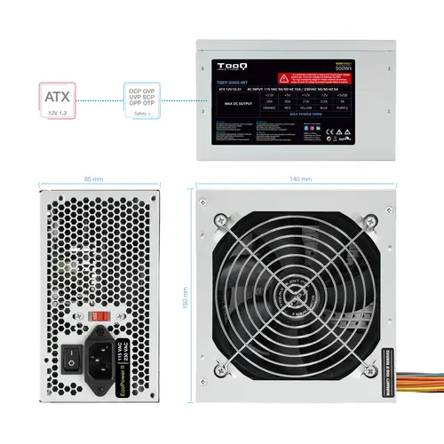 TQEP-500S-INT unidad de fuente de alimentación 500 W 24-pin ATX ATX Plata - Imagen 5