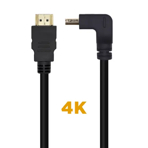 Cable HDMI V2.0 Acodado Premium Alta Velocidad / HEC 4K@60Hz 18Gbps, A/M-A/M, Negro, 1.0m - Imagen 2