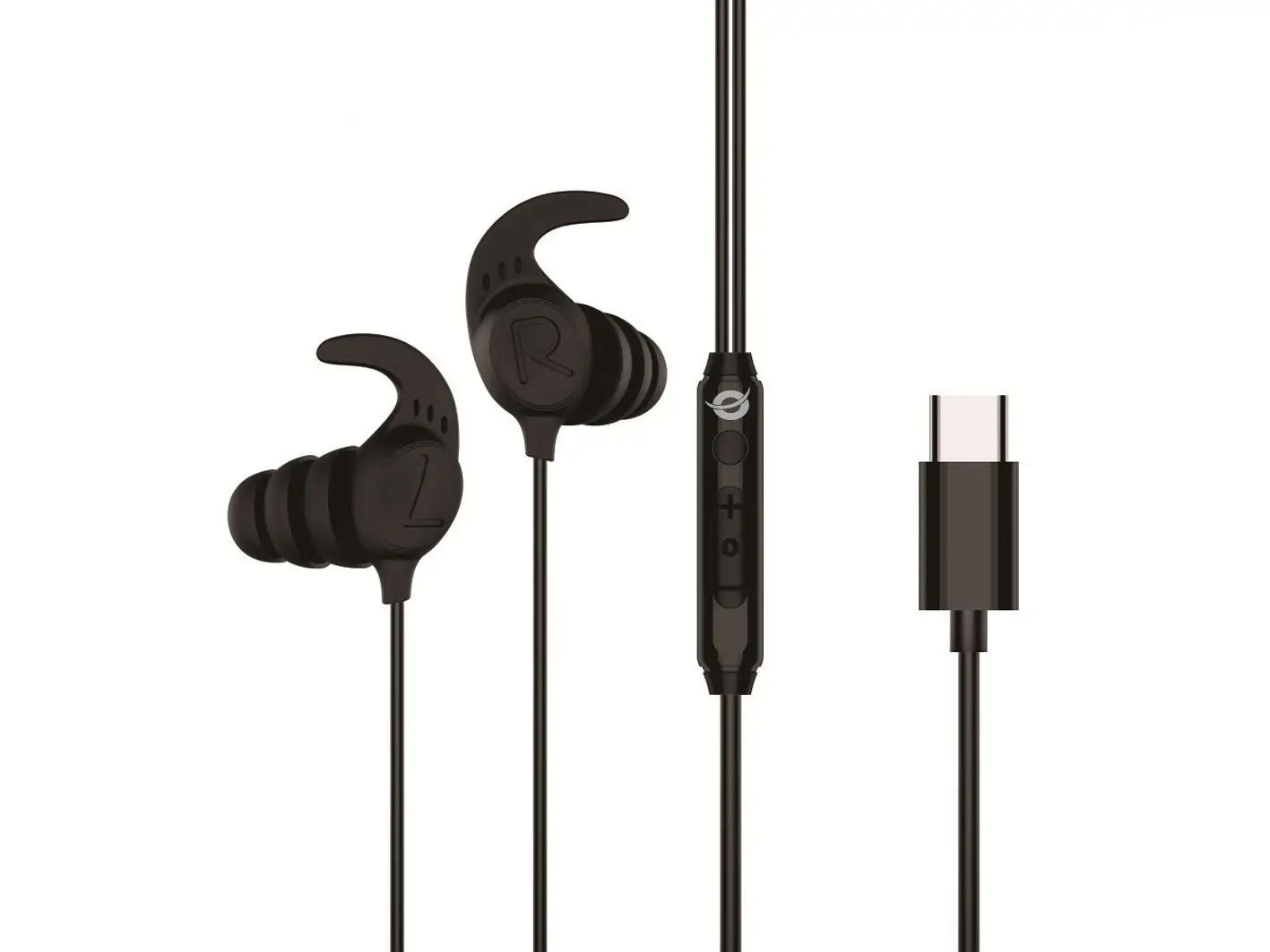 BRENDAN05B auricular y casco Auriculares Alámbrico gancho de oreja, Dentro de oído Llamadas/Música USB Tipo C Negro