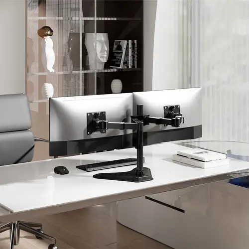 Soporte de Mesa Con Peana Eco Giratorio e Inclinable para Monitor/TV 20kg (3 Pivotes, 2 Brazos) de 17"-35", Negro - Imagen 5