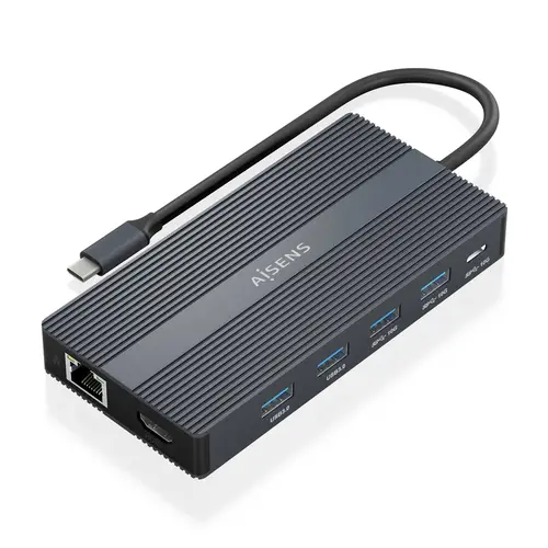 USB-C Dock 12 En 1, USB-C a 2xHDMI, 1xDisplayport, 1xRJ45, 4xUSB-A, 1xUSB-C, 1xUSB-C PD, 1xSD, 1xMicro SD, Gris, 20cm - Imagen 2