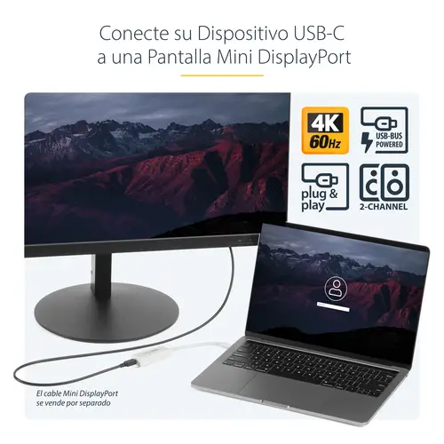 Adaptador USB C a Mini DisplayPort - 4K 60Hz - Blanco - Adaptador USB 3.1 Tipo C a Mini DP - Versión Mejorada es CDP2MDPEC - Imagen 8