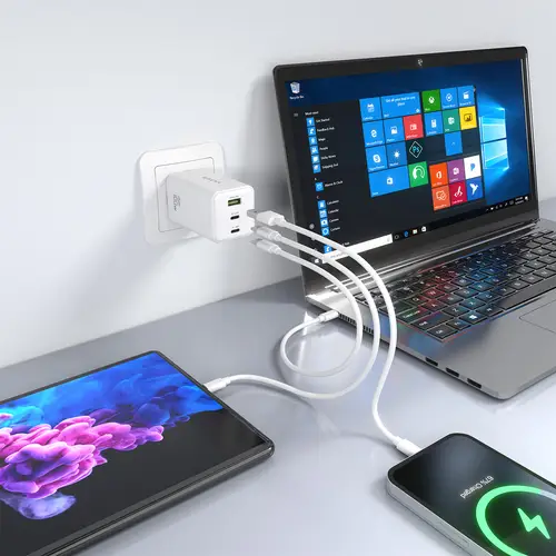 Cargador GaN 100W, 2x USB-C PD3.0 QC4.0 QC5.0, 1x USB-A QC3.0, Blanco - Imagen 5