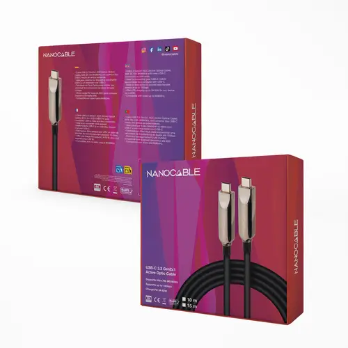 Cable USB 3.2 Gen2x1 AOC, 60W 3A PD 10Gbps 8K@60Hz, USB-C M/M, 15m, Negro - Imagen 8