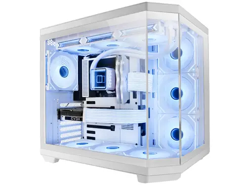 MC-3TCORE, Caja Gaming Custom ATX, Triple Ventana Cristal Templado Extraíble, Cámara Dual, Semitorre Compatible con Placas Base de Conector Inverso, Soporte Refrigeración Líquida, Blanco - Imagen 2