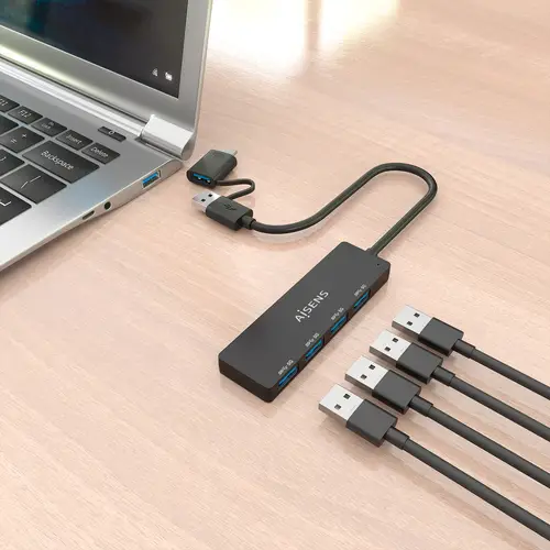 Hub USB 3.1 USB-C USB-A, USB-C/M+USB-A/M-4xTIPO A/H, Negro, 15cm - Imagen 6