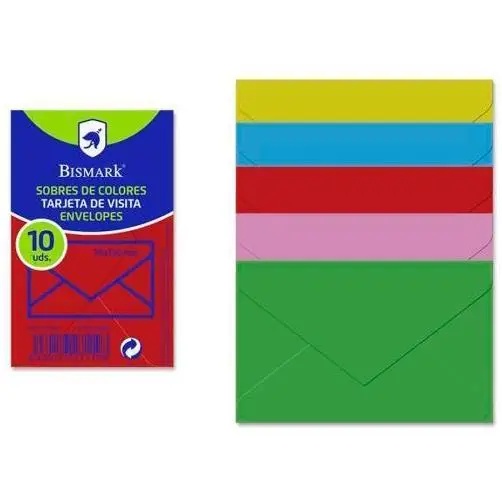 BISMARK SOBRE DE PAPEL 90GR 76X120MM COLORES 10 SOBRES SURTIDOS