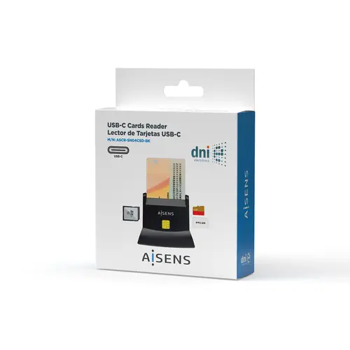Lector De Tarjeta Dni Con Lector De Tarjetas SIM, SD, Micro SD, MMC, RS-MMC, MMC Micro, USB-C, Negro - Imagen 7