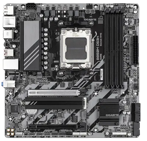 B850M DS3H Placa Base - Procesadores AMD Ryzen Serie 9000, 16+2+2 fases VRM digitales, hasta 8200MHz DDR5 (OC), 1xPCIe 5.0 + 1xPCIe 4.0 M.2, LAN 2.5, USB 3.2 Gen 2 - Imagen 2