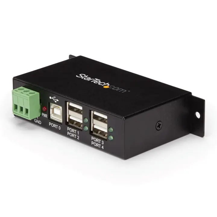 Hub Industrial de 4 Puertos USB 2.0 con Protección Antiestática ESD