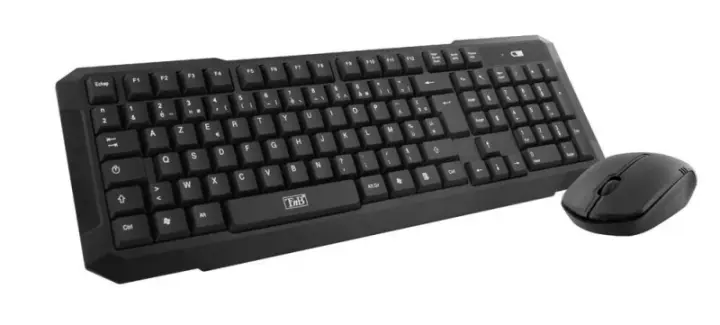 KBSCFIRSTES teclado Ratón incluido Oficina RF inalámbrico QWERTY Inglés, Español Negro