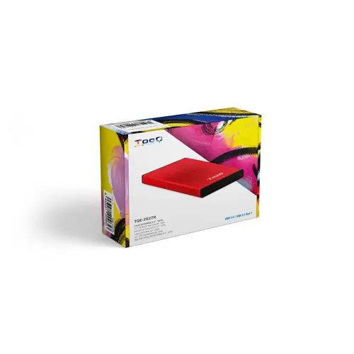 TQE-2527R caja para disco duro externo 2.5" Caja de disco duro (HDD) Negro, Rojo - Imagen 7