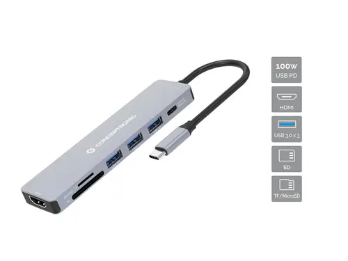 DONN19G base para portátil y replicador de puertos Alámbrico USB 3.2 Gen 1 (3.1 Gen 1) Type-C Gris - Imagen 2