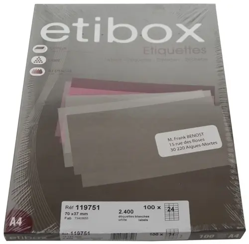 ETIQUETAS ADH.IMPR. ETIBOX A4 BLANCA CAJ