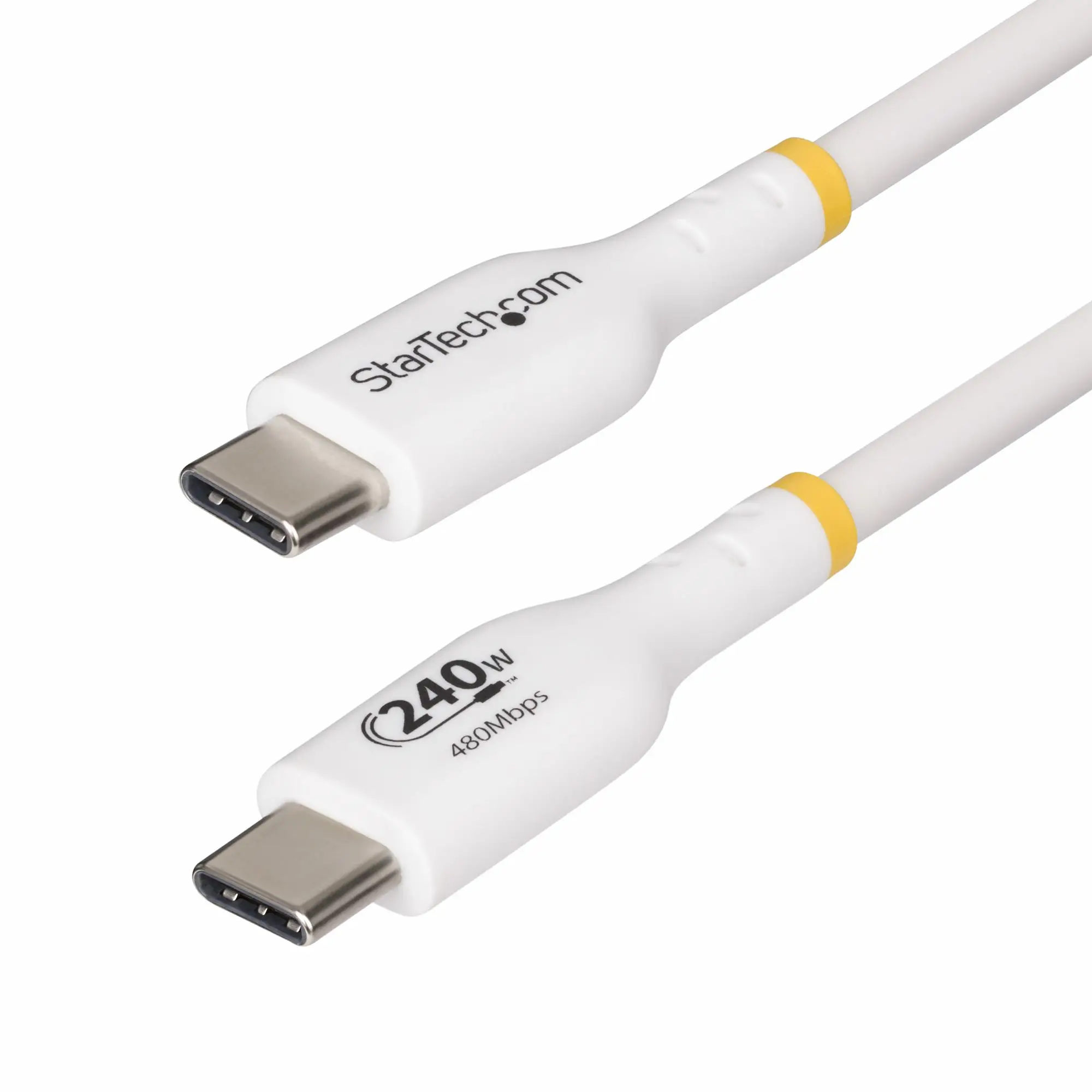 Cable de Carga para Portátil USB-C de 4m - Cable USB Tipo C USB 2.0 para Portátil - Blanco - Cable con Certificación USB-IF - PD 240W EPR - Recubrimiento de TPE - M/M