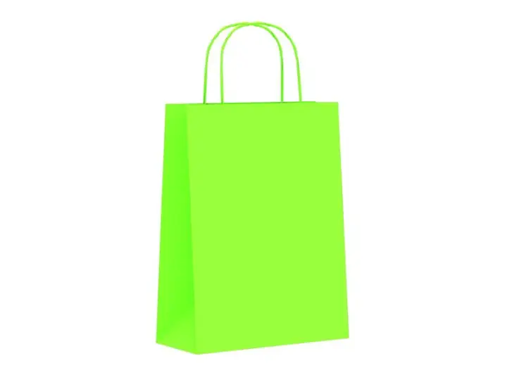 Paq.25 bolsas papel asa retorcida formato xs 18+8X24cm 90gr pistacho 02004094