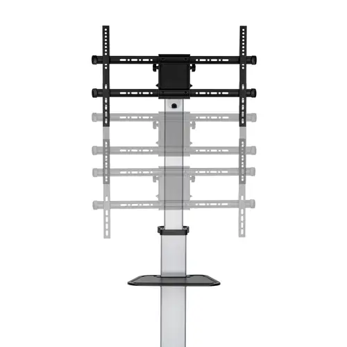 Floor Stand with Wheel, DVD Tray for Monitor/TV 50Kg from 37-86, Black-Silver - Imagen 5