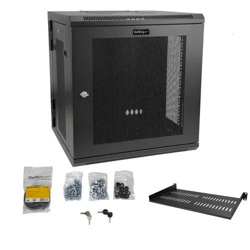 Armario Rack de Pared para Servidores 12U 19" 4 Columnas y Estante 1U - Rack de Servidores de Montaje en Pared con Bisagra - Rack Ventilado para Equipo de Red - Imagen 8