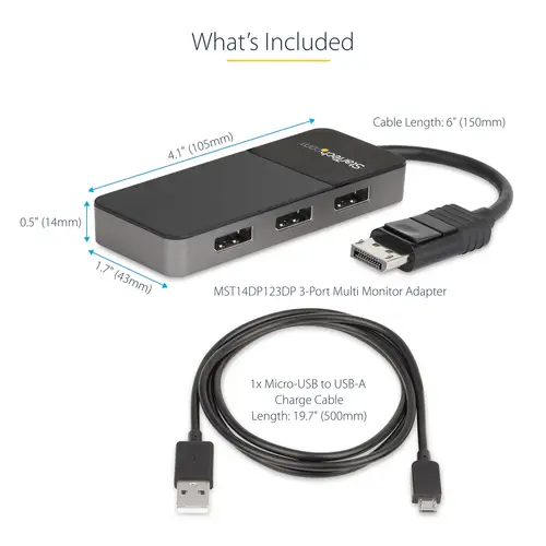 Hub MST de 3 Puertos DisplayPort 1.4 - Divisor Splitter DP para 3 Monitores - Adaptador DisplayPort a 3x DisplayPort de 4K - Alimentado por USB - Windows Solamente - Imagen 11